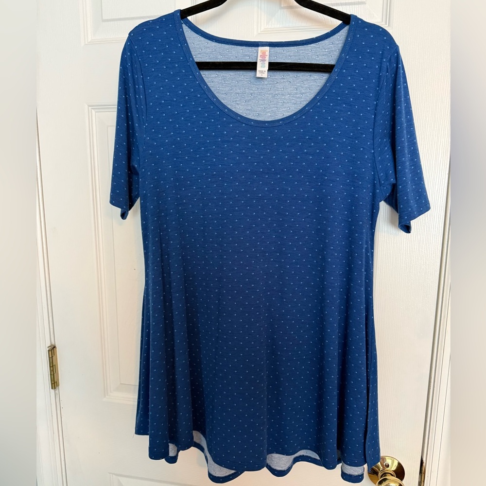 LuLaRoe Blue Dotted Short Sleeve Top